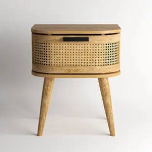 Portobello Bedside Table - Natural, front view
